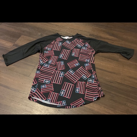 3 for $30 Lularoe Randy American Flag Shirt large - Picture 1 of 3